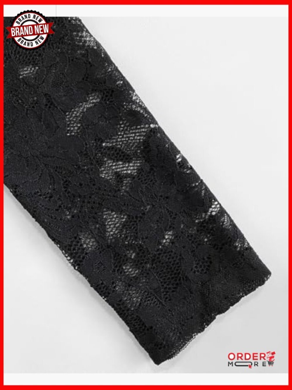 Lace Jumpsuit Rhinestone V-Neck Long Sleeve Straight Leg Evening Pantsuit - Picture 4 of 7